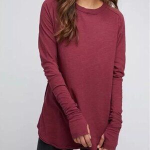 Free People Arden Long Sleeve Tunic Tee Maroon XS